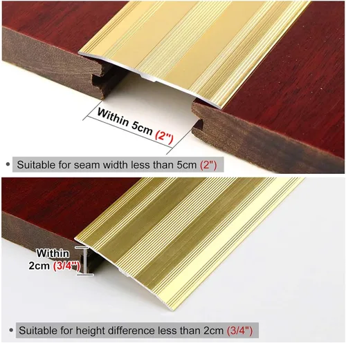 Miniatura 3 de ZIMGOD Tira de transición de piso de madera a azulejo, umbral plano de metal para pisos laminados, puertas, tiras de ribete de alfombras, carpeta