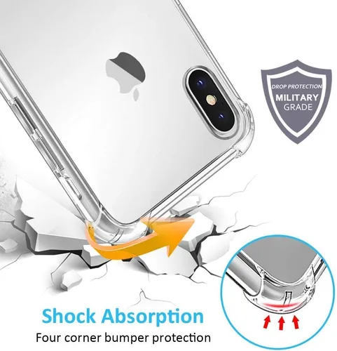 Miniatura 4 de Funda para teléfono compatible con iPhone XR, cubierta trasera dura transparente con 4 esquinas a prueba de golpes, funda transparente para iPhone