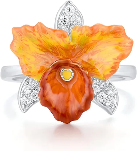 Miniatura 2 de Santuzza Anillo de plata de ley 925 con diseño de flores esmaltadas para mujer