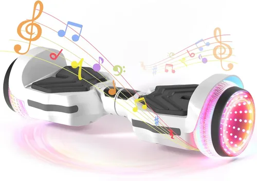 SIMATE Patinete, ruedas LED coloridas iluminadas, altavoces Bluetooth y APP, motores duales de 250W, velocidad máxima de 8.5 mph y alcance máximo de