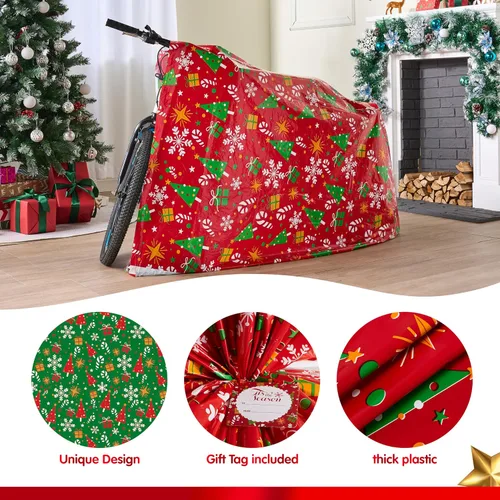 Miniatura 3 de JOYIN 2 piezas de bolsas de regalo para bicicleta de Navidad jumbo de plástico, bolsa de regalo de 72”x60” con etiquetas de regalo para regalos