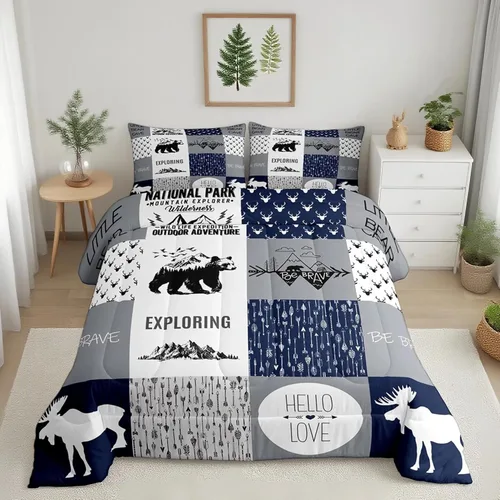 Miniatura 26 de Feelyou Juego de edredón de perezoso lindo juego de ropa de cama para niños y niñas, juego de edredón de mariposa de galaxia, hojas botánicas