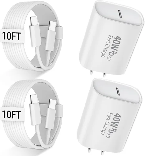 Miniatura 24 de Cargador para iPhone 17, 16, 15 Pro Max, cable largo USB C de carga rápida de 10 pies para Apple iPhone Block, con cargadores PD iPhone 17 de 20 W