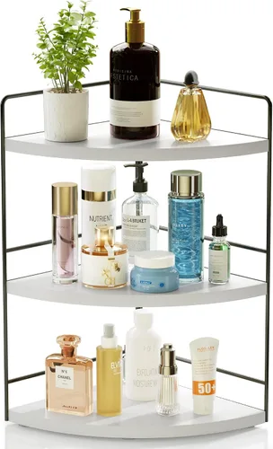ZGO Organizador de Baño de 3 Niveles - Organizador de Encimera y Esquina, Almacenamiento de Maquillaje y Cuidado de la Piel, Estante de Encimera de