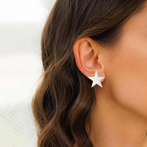 Miniatura 7 de Aretes de clip para mujer, aretes sin perforar, aretes de estrella, hipoalergénicos, ligeros, de acero inoxidable, geométricos