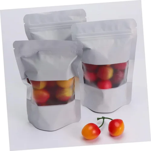 Miniatura 6 de 100 bolsas con cierre de cremallera aluminizadas con ventana transparente, bolsas de almacenamiento de alimentos para aperitivos y té, embalaje a