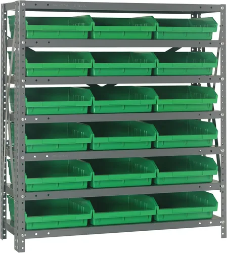 Miniatura 223 de Quantum QSBU-245BK Heavy Duty Shelving Unit with (7) Shelves and (24) QUS245 Black Bins for Garage Warehouse Storage Distribution 400 lb Load