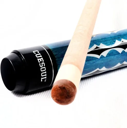 Miniatura 4 de Cuesoul Juego de taco de billar de madera de arce de 58 pulgadas, 19 oz/20 oz, punta de 11.5 mm/13 mm [peso ajustable] 19oz-azul+estuche