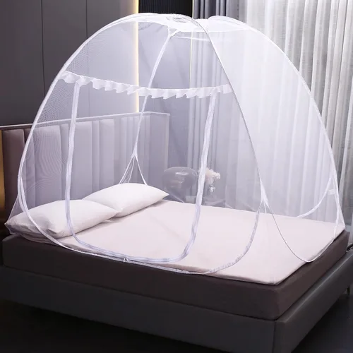 Miniatura 11 de Mengersi Tienda de Mosquitera para Cama, Dosel de Cama Desplegable con Fondo de Red, Tienda de Cama con Mosquitera para Niños y Niñas, Cama, Gris