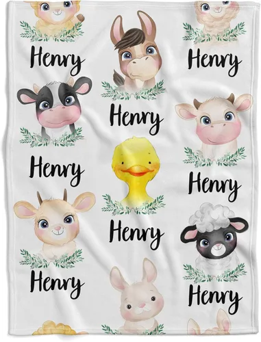 Miniatura 15 de Manta de bebé de granja personalizada, manta de bebé de animales de granja, manta de bebé floral, mantas florales para bebé, manta de bebé con Manta