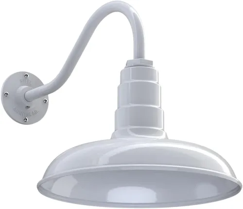 Miniatura 25 de Steel Lighting Co. Topanga - Luz de granero Montaje en pared al aire libre Domo de 14 pulgadas Cuello de cisne de 11 pulgadas Luz de garaje