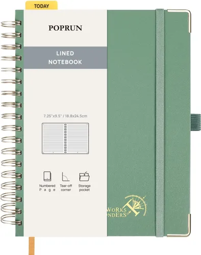 Miniatura 23 de POPRUN Lined Spiral Journal Notebook for Women & Men, 7-1/4" x 9-1/2", 220 Numbered Pages, College Ruled Hardcover Notebook for Work, Journals for