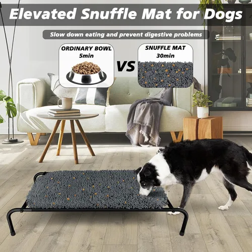 Miniatura 2 de Rundik Cama Elevada para Perros con Función de Alfombrilla Olfativa 2 en 1, Cama Elevada para Perros para Uso Interior y Exterior, Catre Portátil
