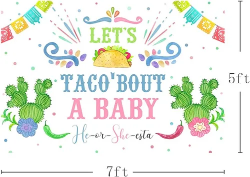 Miniatura 3 de MEHOFOND Fondo de fiesta mexicana de cactus para revelación de género de Let's Taco Bout a Baby He or She Fotografía, Baby Shower Party Banner