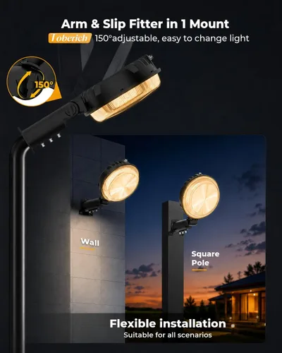 Miniatura 5 de toberich Luz LED de granero, 150 W, 20000 lúmenes, luces de área de patio, iluminación al aire libre del atardecer al amanecer, con fotocélula