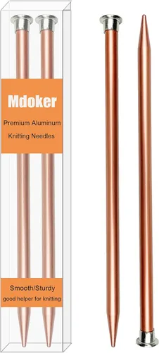 Miniatura 13 de Mdoker Agujas de tejer de aluminio de 13.8 pulgadas, aguja de tejer para suéter de metal recto de un solo punto de color para proyectos de tejer