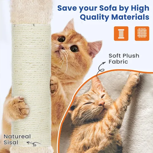 Miniatura 6 de ABCPET Cat Tree - Torre para gatos de varios niveles de 82 pulgadas para gatos de interior, árbol grande resistente para gatos con postes rascadores