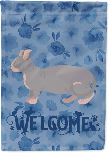 Miniatura 286 de Caroline's Treasures CK4813CHF - Bandera de bienvenida con gato abisinio azul, manga grande, para porche, para colgar en la pared, poliéster