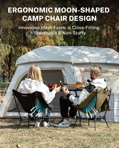 Miniatura 6 de Gonex Silla de Camping Portátil, Silla Plegable Ultraligera Compacta de 5ª Generación para Mochilero, Ligera y Plegable para Campamento al Aire Negro