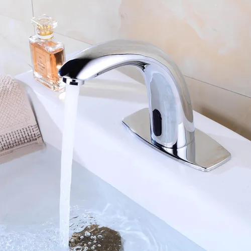Miniatura 3 de Grifo automático para lavabo de baño sin contacto, grifo con sensor activado por movimiento, grifo comercial manos libres con cubierta de orificio