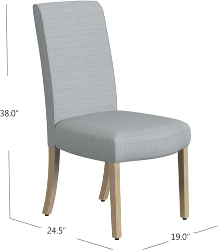 Miniatura 159 de Homepop Silla de comedor con detalles festoneados, sillas de comedor Parsons tapizadas, muebles decorativos para el hogar, tejido gris claro