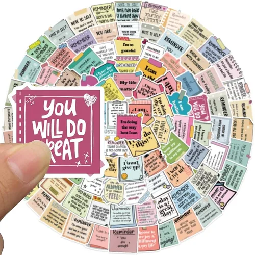 Miniatura 2 de 100 unidades de calcomanías motivacionales de autoafirmación, calcomanías impermeables con citas inspiradoras para botellas de agua, laptop, álbum