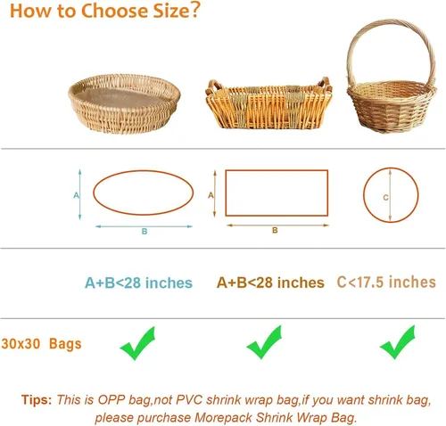 Miniatura 4 de Morepack Bolsas grandes de celofán para cesta de regalo de 30 x 30 pulgadas, bolsas transparentes de 20