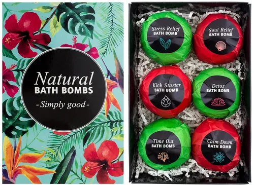Miniatura 7 de BRUBAKER Set de regalo de bombas de baño "Day & Night" – 6 gaseosos de baño de lujo hechos a mano – Todos los ingredientes naturales, veganos