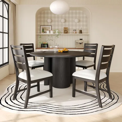 Miniatura 15 de COLAMY Juego de 2 sillas de comedor de madera, sillas de comedor tapizadas de granja con cojín de 3.5 pulgadas de grosor, sillas de cocina FSC