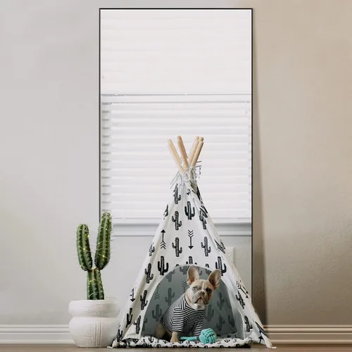 Miniatura 2 de KIAYACI Espejo de gran tamaño de longitud completa, espejo de pared inclinado, espejo grande para colgar en la pared, espejo horizontal o vertical