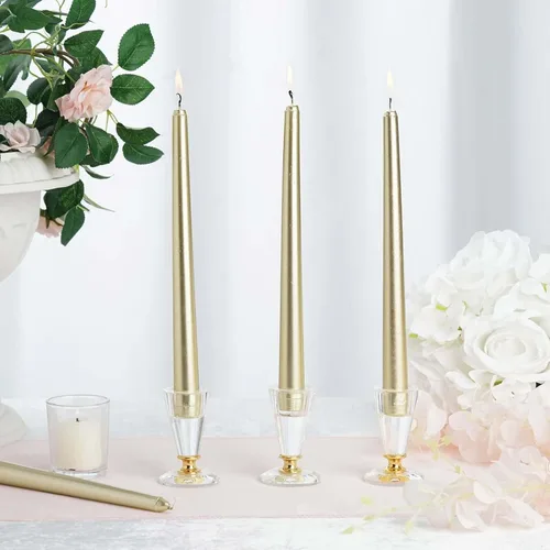Miniatura 31 de Efavormart 12 Pack 11" Velas cónicas de cera de parafina de rosa mate de color oro rosa de alta calidad, velas de cena largas sin aroma, con mecha