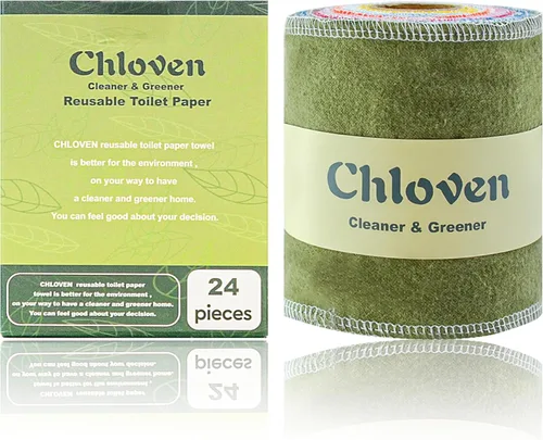 Chloven Papel higiénico reutilizable, paquete de 24 toallas de bidé lavables y reutilizables, súper suaves, absorbentes, residuos de papel