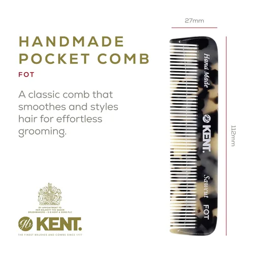 Miniatura 2 de Kent FOT Tokyo - Peine de dientes finos para hombre, peine de bolsillo hecho a mano para viajes, peinado, cabello fino o adelgazante, cuidado