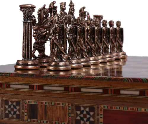 Miniatura 3 de (Solo 32 piezas) Medieval Ejército Británico Antiguo Cobre Metal Piezas de ajedrez hechas a mano (sin tablero)