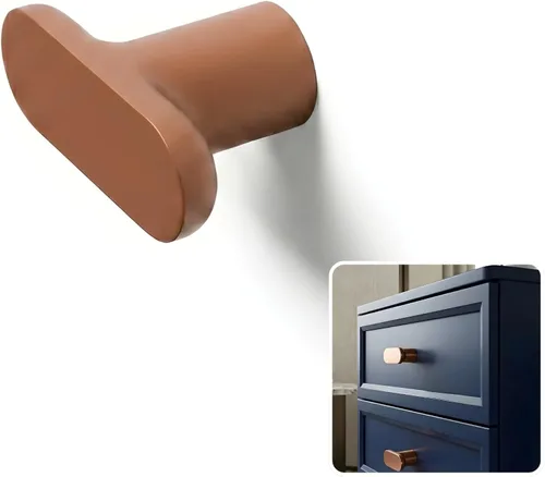 Miniatura 13 de ROUS Hardware Mid-Century - Perilla moderna con barra en T para gabinete, acabado mate de aluminio sólido rosa rubor para gabinetes y muebles