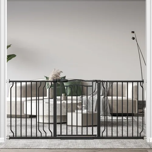 Miniatura 19 de Puerta de bebé extra ancha para puertas de 53.1 a 62.6 pulgadas, puertas para perros montadas a presión con puerta, barrera de seguridad infantil