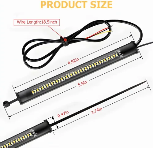 Miniatura 2 de zipelo 2 luces LED de señal de giro para motocicleta, intermitentes flexibles de doble color blanco y ámbar para horquilla con función switchback