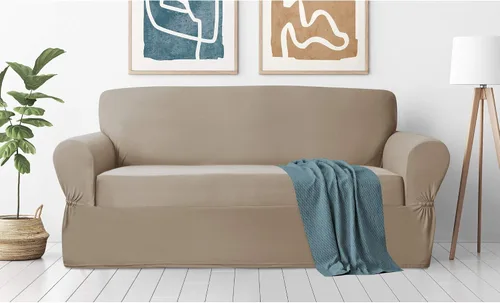 Miniatura 12 de Zenna Home, Funda para muebles color chocolate/marrón: Funda elástica de felpa de 1 pieza para sofá biplaza (EFCLSTCH)