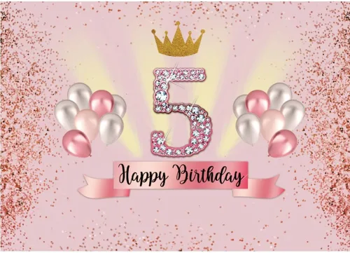 Miniatura 3 de Telón de fondo rosa de 6 x 4 pies para niñas, decoración de fiesta de cumpleaños de 5 años, pancarta para fotografía, baby shower, fondo de fotos