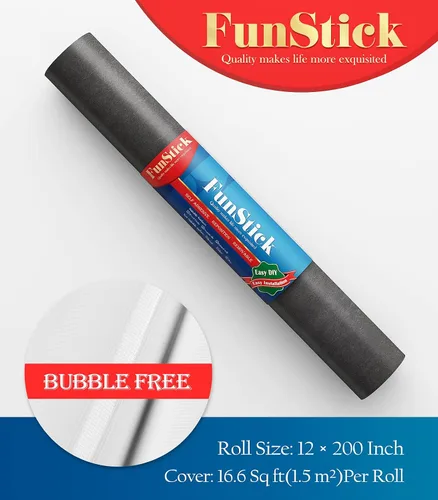 Miniatura 7 de FunStick Papel tapiz de hormigón de color carbón, para despegar y pegar, moderno, papel de contacto autoadhesivo para encimera, papel tapiz