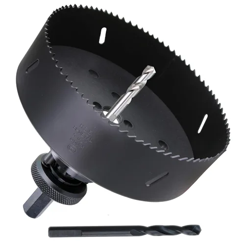 Miniatura 7 de Sierra de agujero de 4-1/2" de HSS bimetálica para madera, paneles de yeso, plástico, aluminio, acero suave, hierro, metal, acero inoxidable. Broca