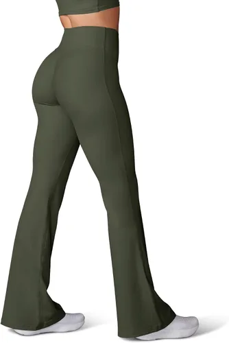 Miniatura 34 de HEGALY Pantalones de yoga acampanados para mujer, leggings cruzados, suaves, de cintura alta, pantalones casuales de entrenamiento con corte de bota