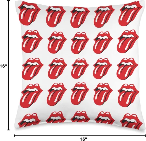 Miniatura 4 de The Rolling Stones - Almohada oficial de repetición de lengua blanca, 16.0 x 16.0 in, multicolor