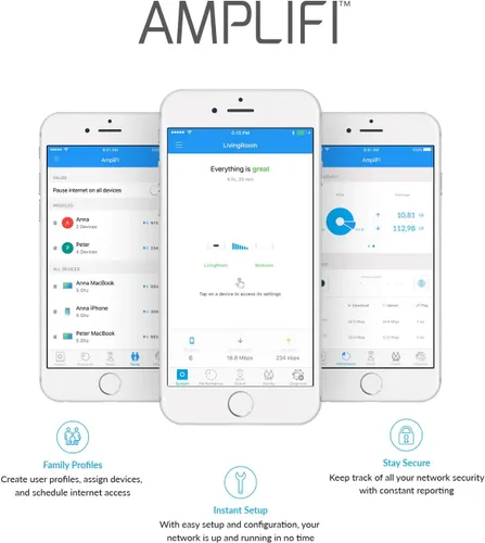 Miniatura 6 de AmpliFi Sistema WiFi instantáneo de Ubiquiti Labs, cobertura de Internet inalámbrica para todo el hogar, enrutador WiFi y punto de malla, 1 Gigabit