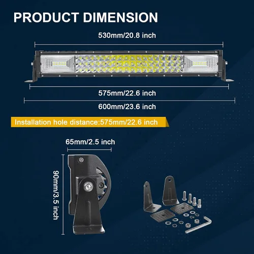 Miniatura 3 de SKYWORLD Barra de Luz LED de 22 pulgadas Recta 270W Combo de Foco e Inundación Barra de Luces Todo Terreno + 2PCS Pods LED de 4 Pulgadas 36W de Foco