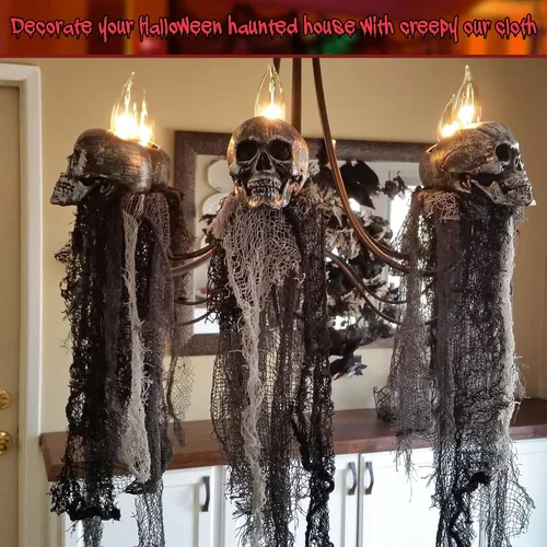 Miniatura 8 de Legigo Paquete de 6 paños espeluznantes de Halloween (30 x 72 pulgadas), gasa espeluznante para fiesta de Halloween, suministros de fiesta