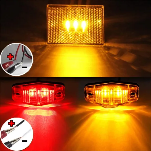 Miniatura 4 de Partsam Kit de luces sumergibles para remolque de 12 V, kit de LED cuadrado + barra de luz de identificación roja/ámbar de 14 pulgadas + luces