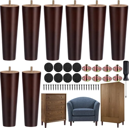 Miniatura 12 de TURSTIN 8 patas redondas para muebles de 3 pulgadas, patas redondas de madera maciza con tuercas en T M8, patas de sofá, patas de repuesto