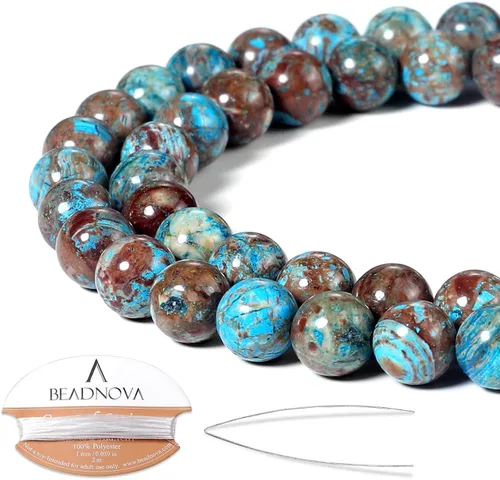 Miniatura 69 de Cuentas de ónix negro BEADNOVA con cuentas de cristal natural, piedras preciosas, redondas, sueltas, curativas de energía con cordón elástico de 01)