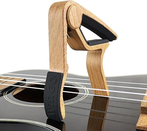 Miniatura 4 de WINGO Cejilla de guitarra para guitarra acústica y eléctrica con 5 púas, Burlywood